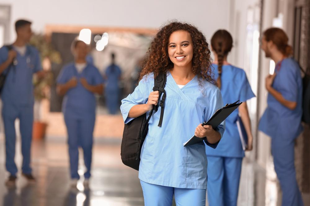 African american,Student,In,Corridor,Of,Medical,University